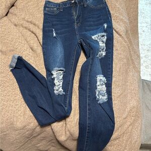 Distressed Blue Jeans